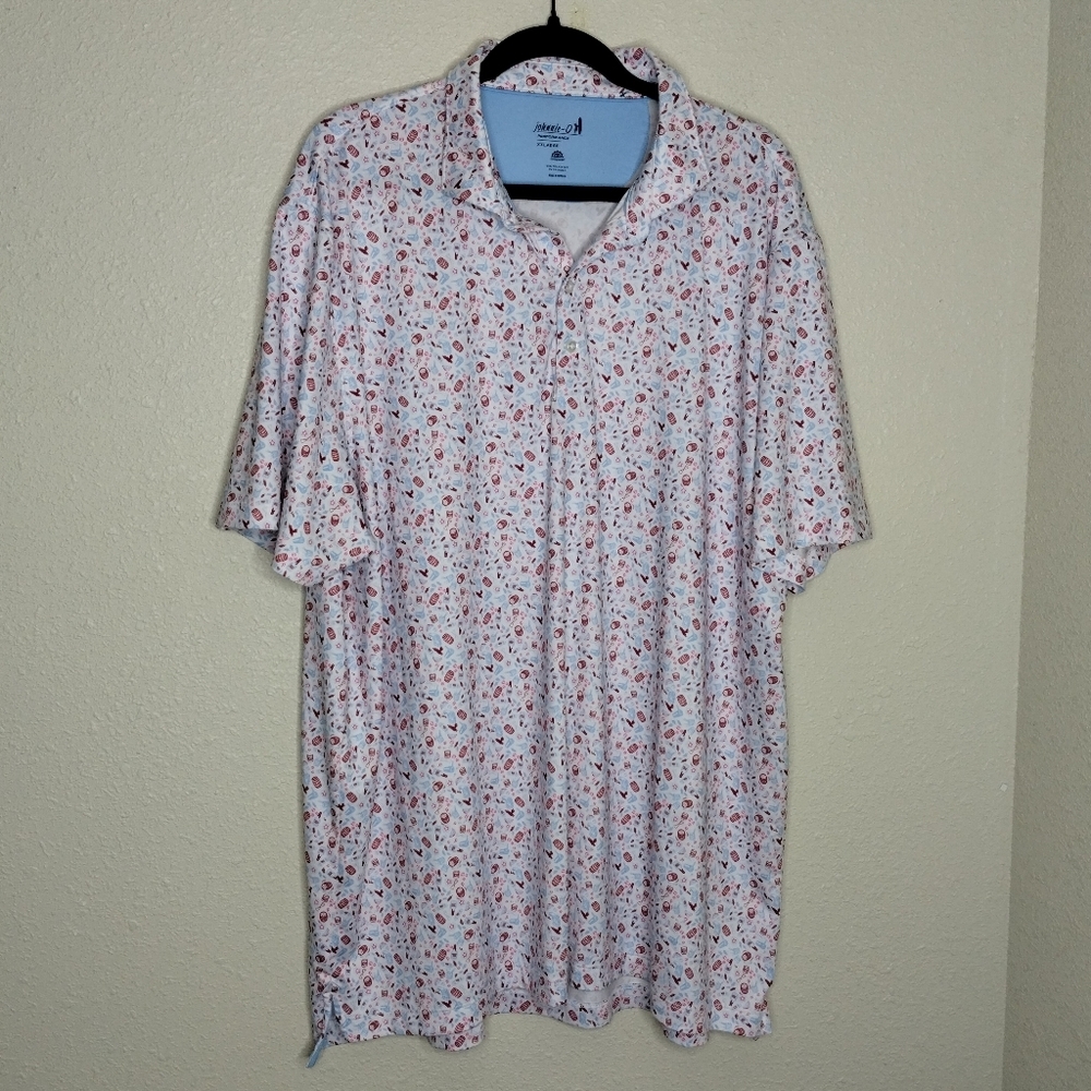 Johnnie-O Performance Jersey Polo Makers Mark Print Mens Size XXL